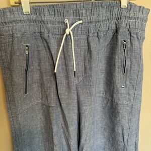 Athleta Wide Leg Linen-Blend Pants in Light Blue
